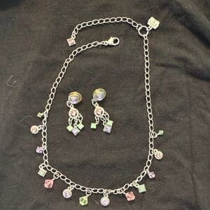 LATR (Lunch at the Ritz) Zander Elliot Crystal Charm Necklace & Earrings Set